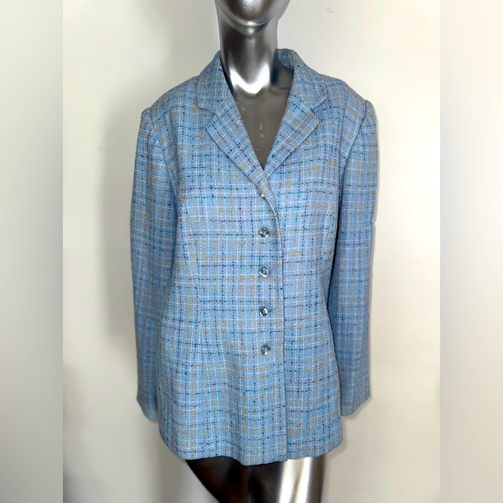 Sag Harbor Light Blue Tweed Blazer Jacket - Picture 1 of 5